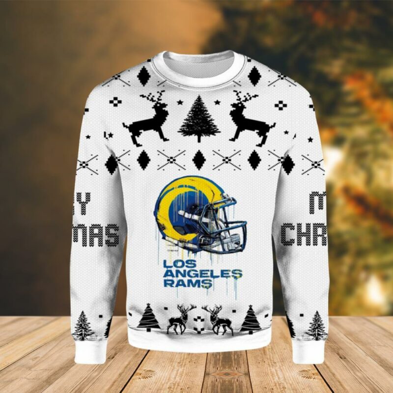 Nfl Los Angeles Rams Drip Helmet Ugly Sweater - Narides