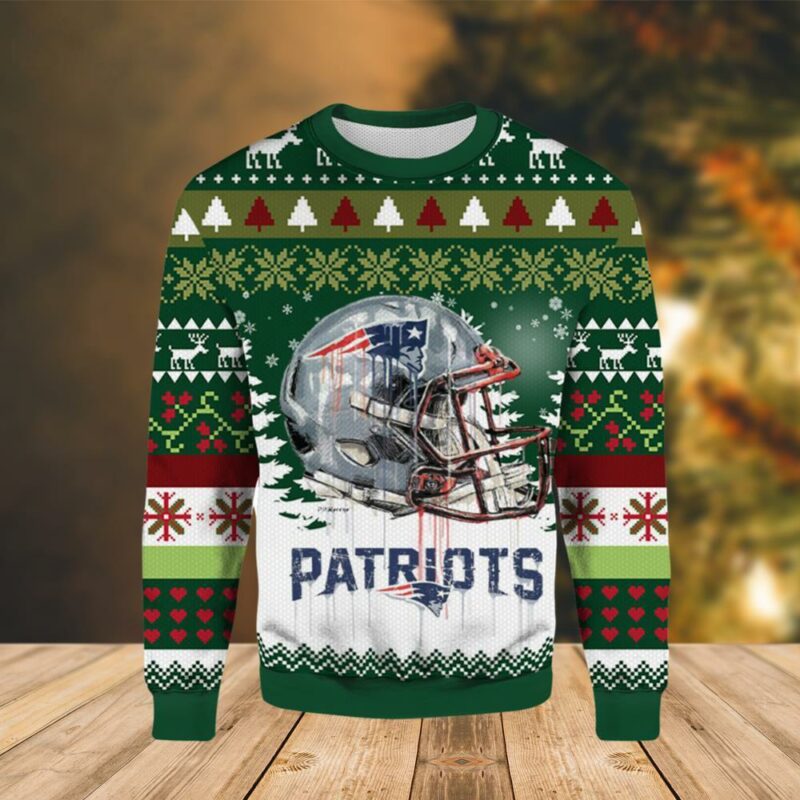 Nfl New England Patriots Drip Helmet Awesome Ugly Sweater - Narides