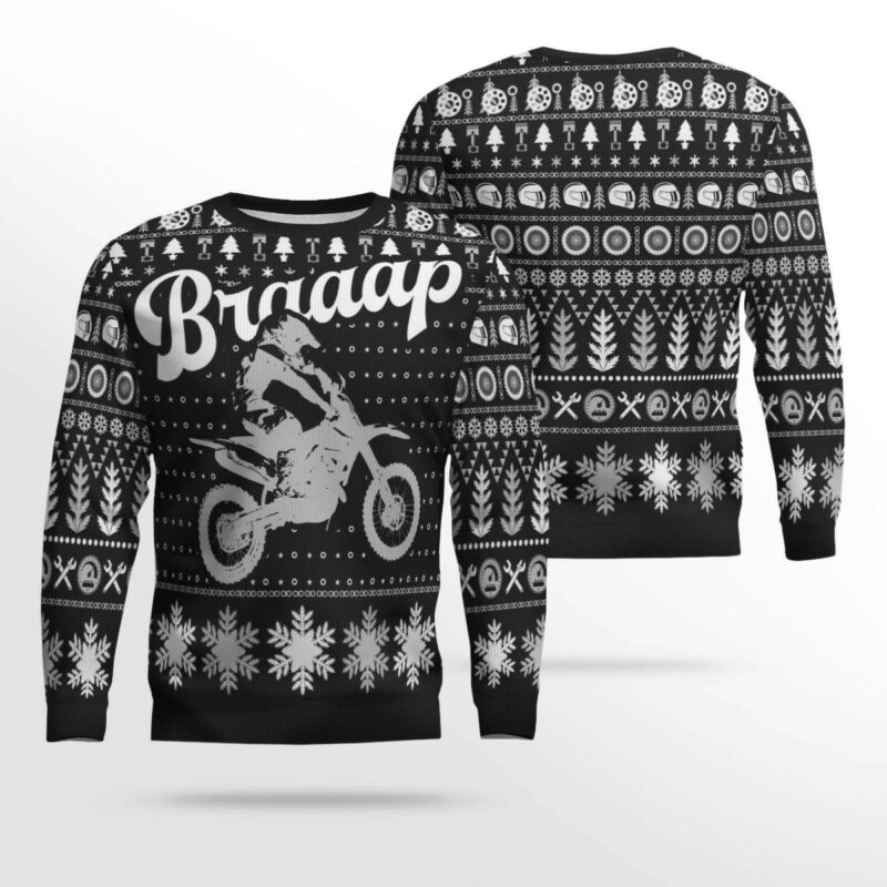 Braaap Moto Ugly Christmas Sweater (Grey Version)