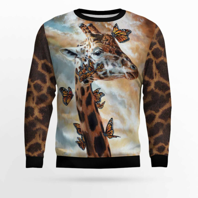 Giraffe Butterfly Ugly Christmas Sweater