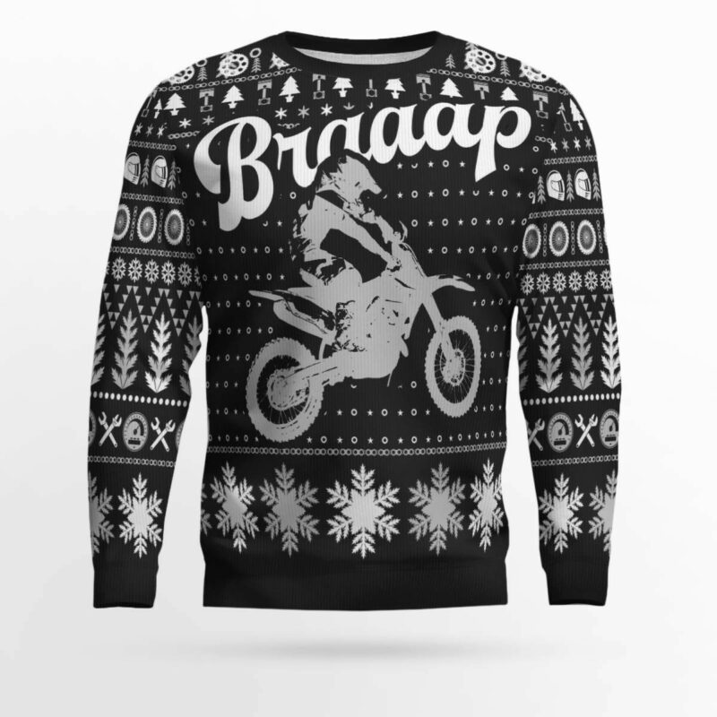 Braaap Moto Ugly Christmas Sweater (Grey Version)