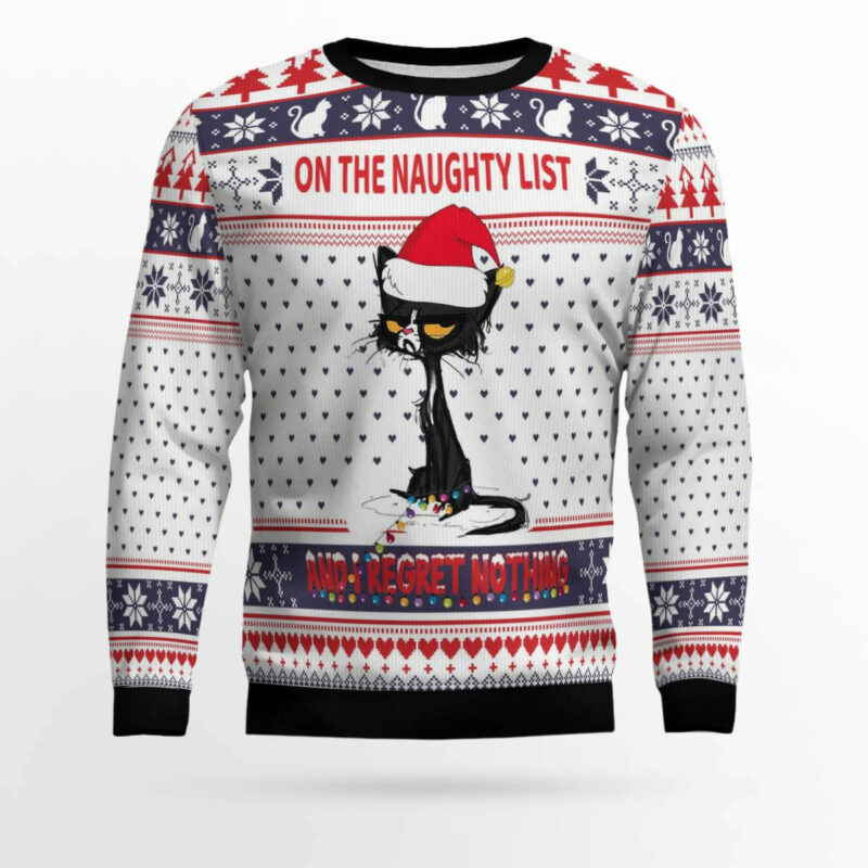 Naughty List Cat Meow Ugly Christmas Sweater