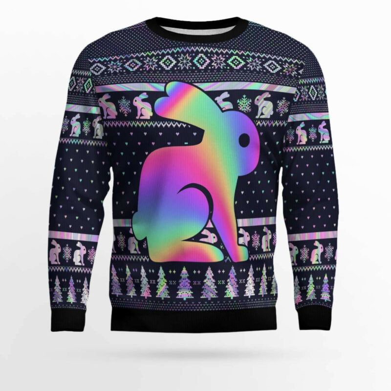 Rabbit Hologram Ugly Christmas Sweater