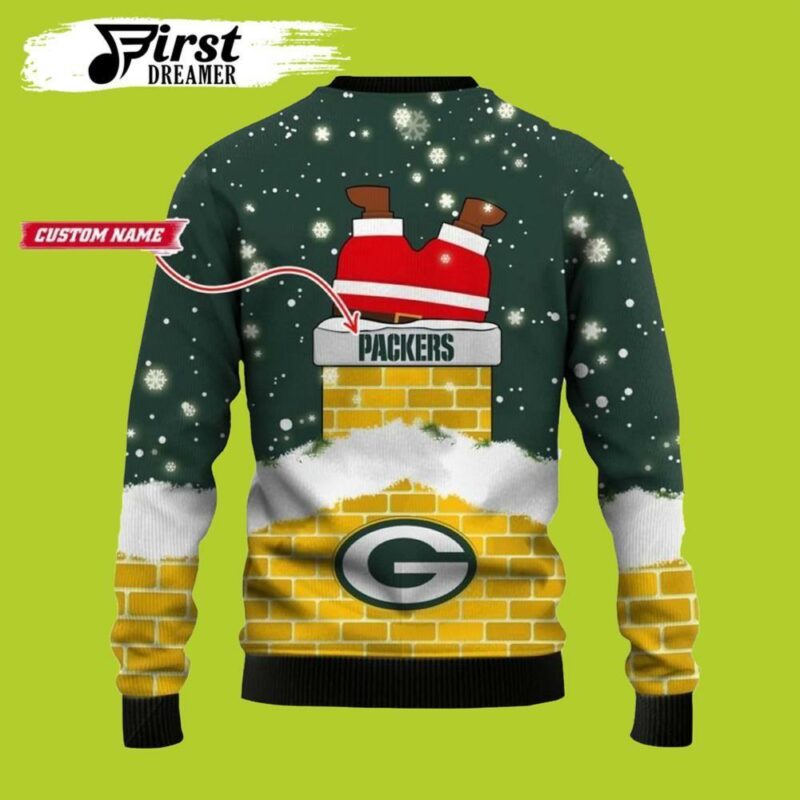 Santa Claus Custom Green Bay Packers Christmas Ugly Sweater - Narides