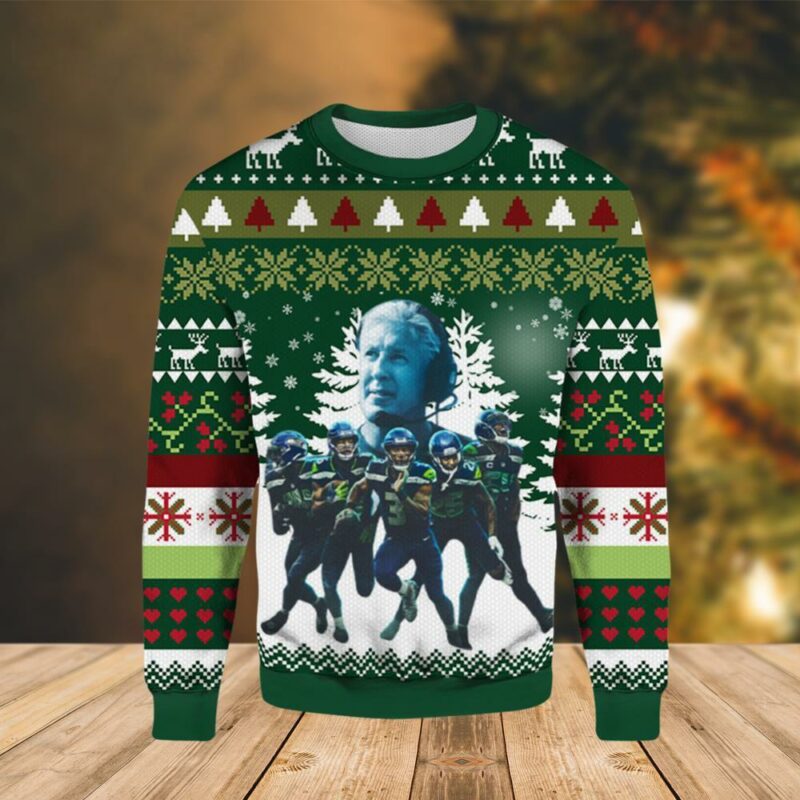 Seattle Seahawks And Coach Christmas Ugly Sweater - Narides