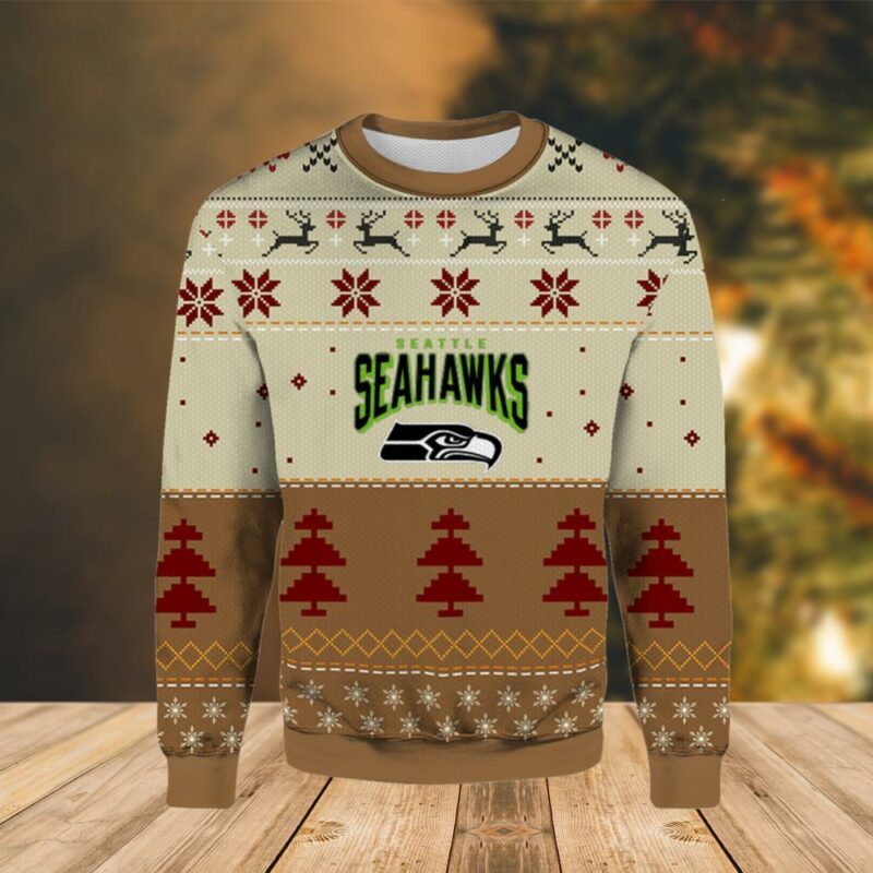 Seattle Seahawks Logo Christmas Weather Ugly Sweater - Narides