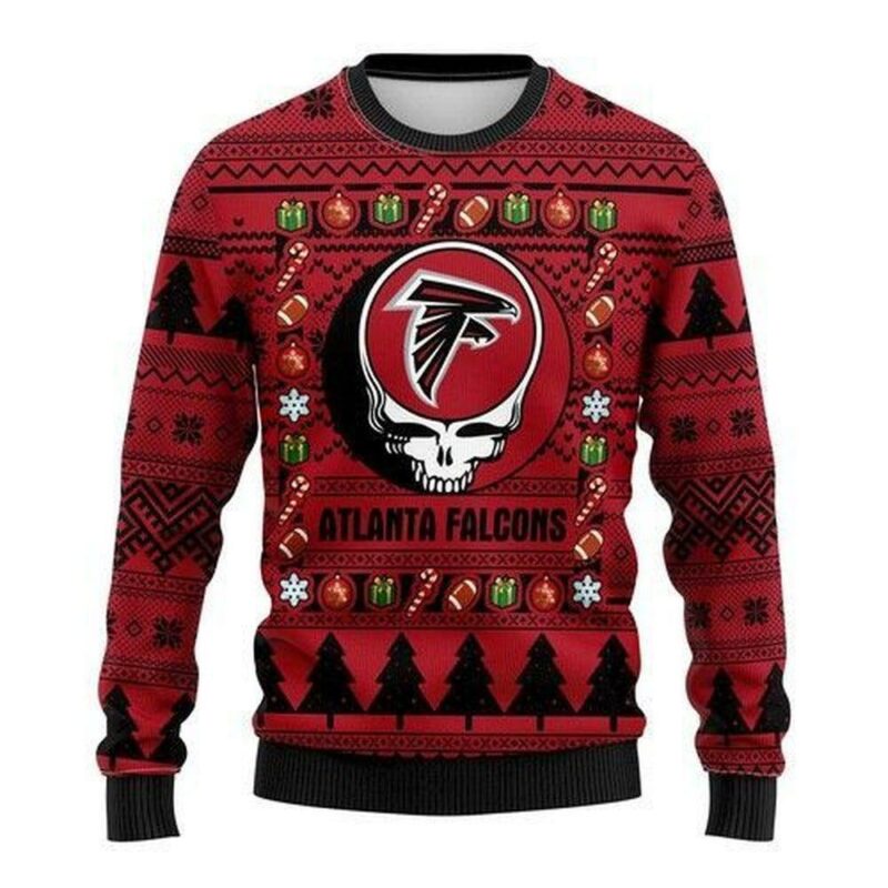 Skull Atlanta Falcons American Football Christmas Ugly Sweater - Narides