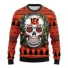 Skull Flower Calavera Cincinnati Bengals Christmas Ugly Sweater - Narides