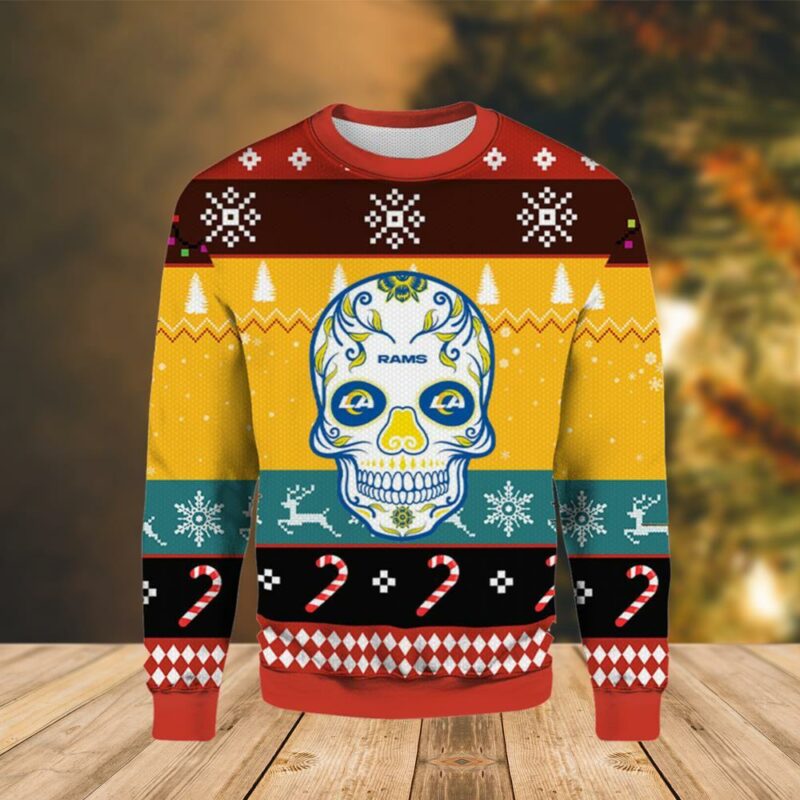 Skull Los Angeles Rams Christmas Awesome Ugly Sweater - Narides