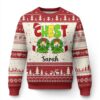 Personalized Matching Couple Ugly Christmas Sweater Custom Name Chestnuts Xmas Funny Chest TS02