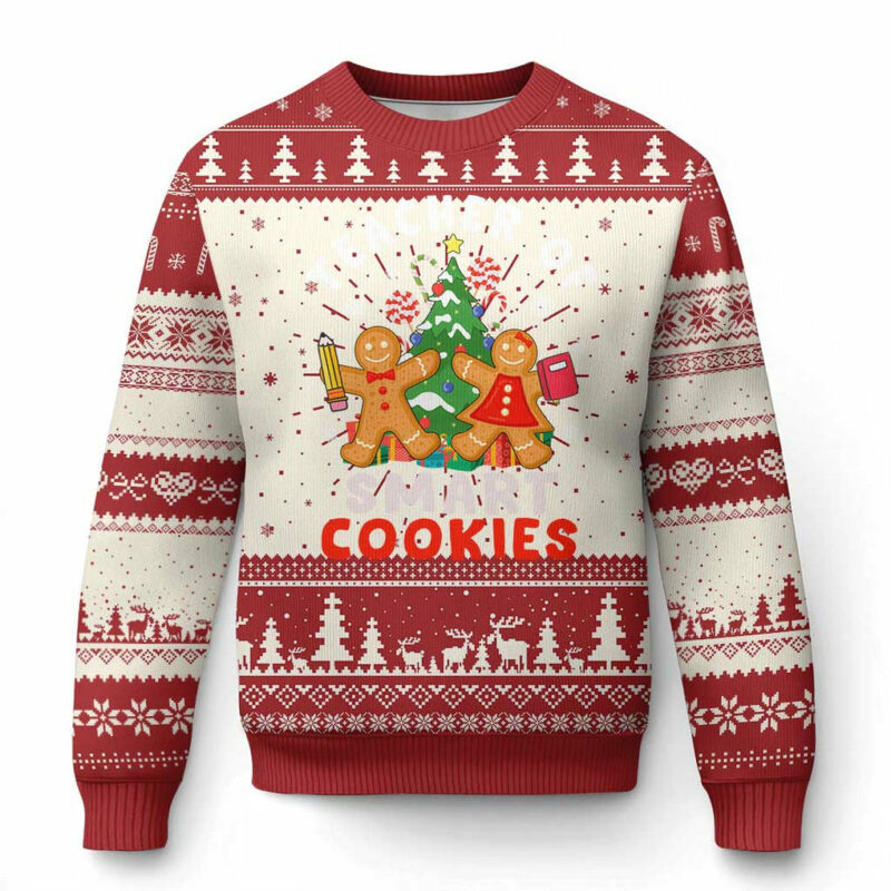 Teacher of Smart Cookies Christmas Gingerbread Man Ugly Christmas Sweater Teacher of Smart Cookies TS02