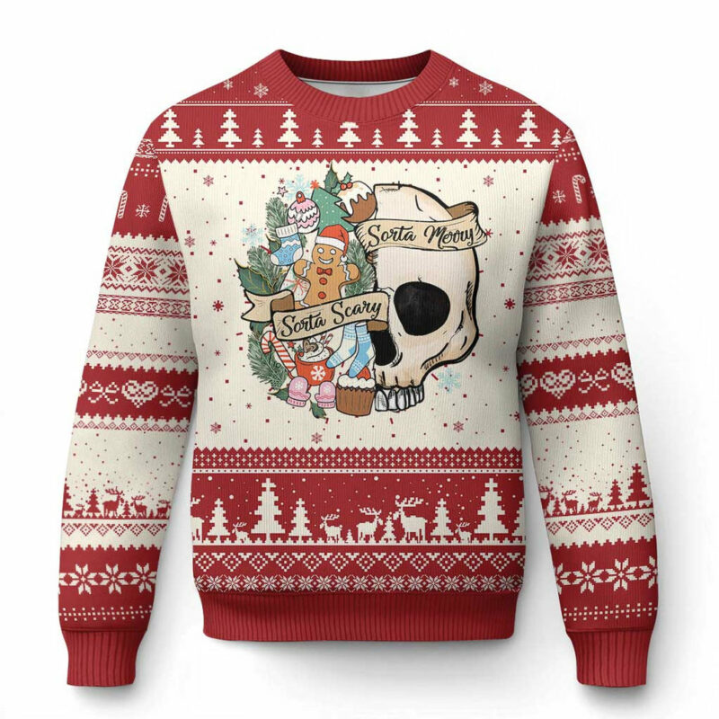 Skull Christmas Ugly Christmas Sweater Sorta Scary Sorta Merry TS02