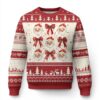 Red Plaid Coquette Bow Santa Claus Ugly Christmas Sweater Merry Xmas Festive TS02