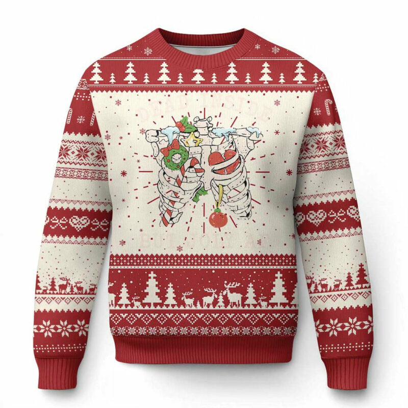 Skeleton Christmas Ugly Christmas Sweater Dead Inside But Jolly AF Xmas Vibe TS02