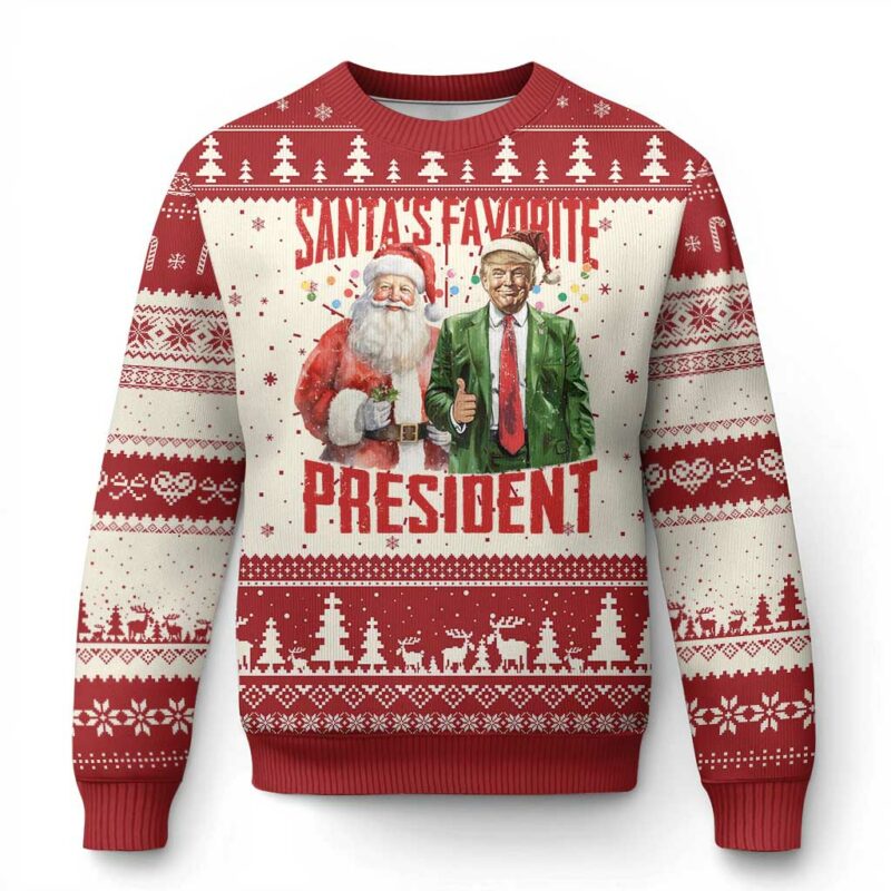 Xmas Trump Ugly Christmas Sweater Santa's Favorite President TS09