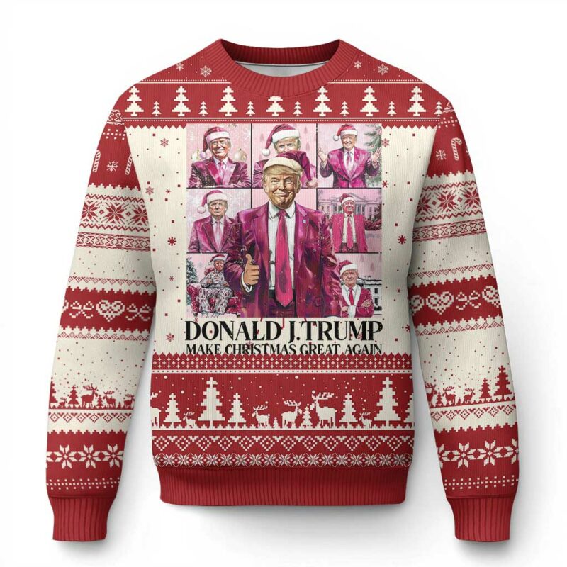 Xmas Trump Ugly Christmas Sweater Pink Trump Era Make Christmas Great Again TS09