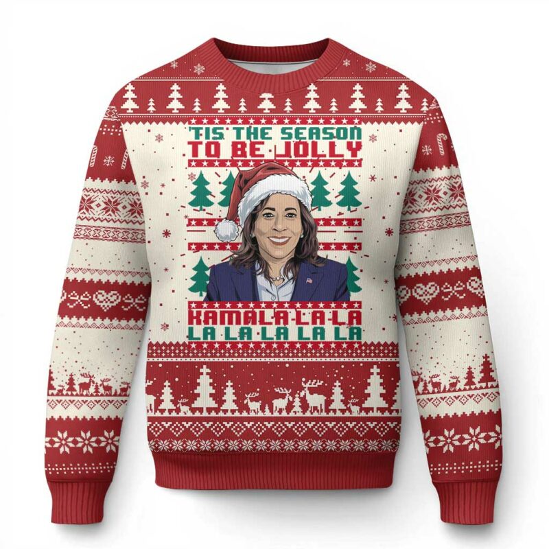 Funny Xmas Kamala Ugly Christmas Sweater Tis The Season To Be Jolly Kamala La La TS09