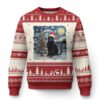 Xmas Black Cat Ugly Christmas Sweater Meowy Catmas Starry Night Santa Cat TS09