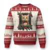 Xmas Cat Ugly Christmas Sweater Vintage Kitten Royal Victorian Holly Wreath TS09