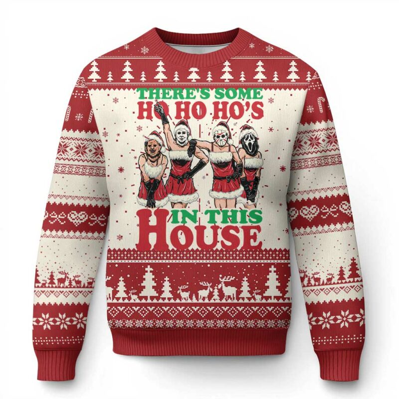 Funny Xmas Ugly Christmas Sweater There Is Some Ho Ho Hos In This House Horror Character Dancing TS09