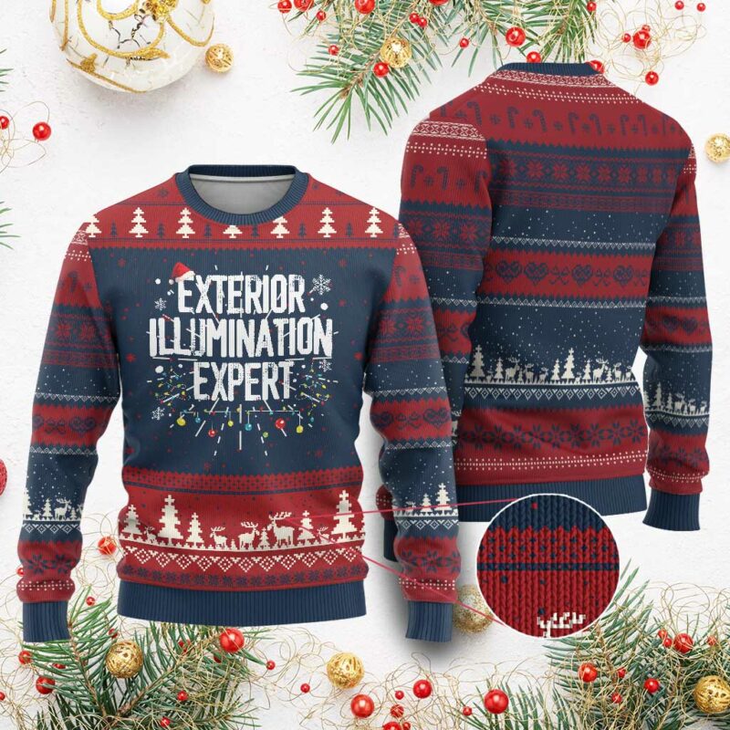 Funny Xmas Ugly Christmas Sweater Exterior Illumination Expert Christmas Lights TS09