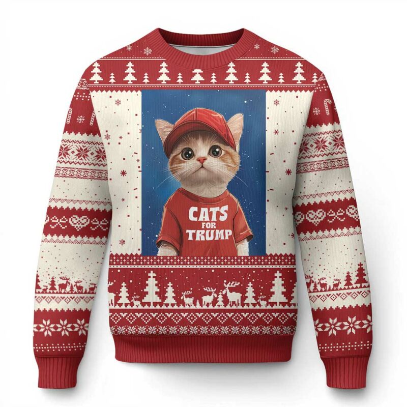 Trump Cat Ugly Christmas Sweater Cute Cats For Trump American President TS09