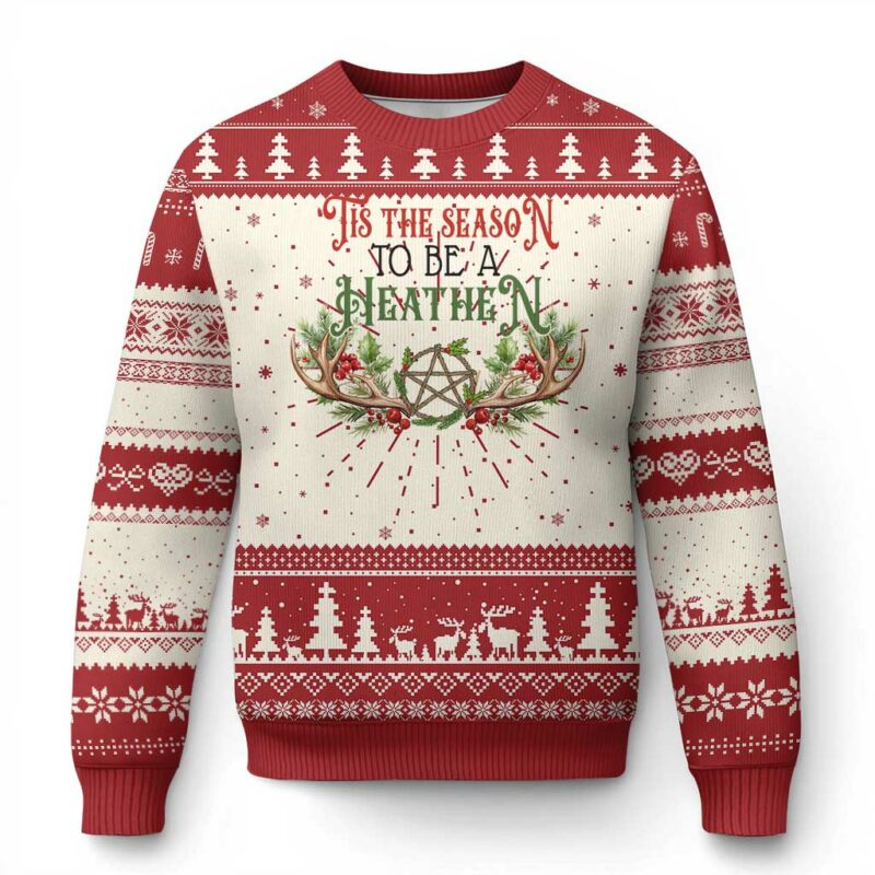 Pagan Xmas Ugly Christmas Sweater Tis The Season To Be A Heathen Yule TS09