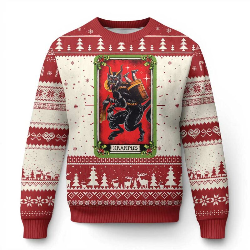 Xmas Krampus Ugly Christmas Sweater American Traditional Tarot Card TS09