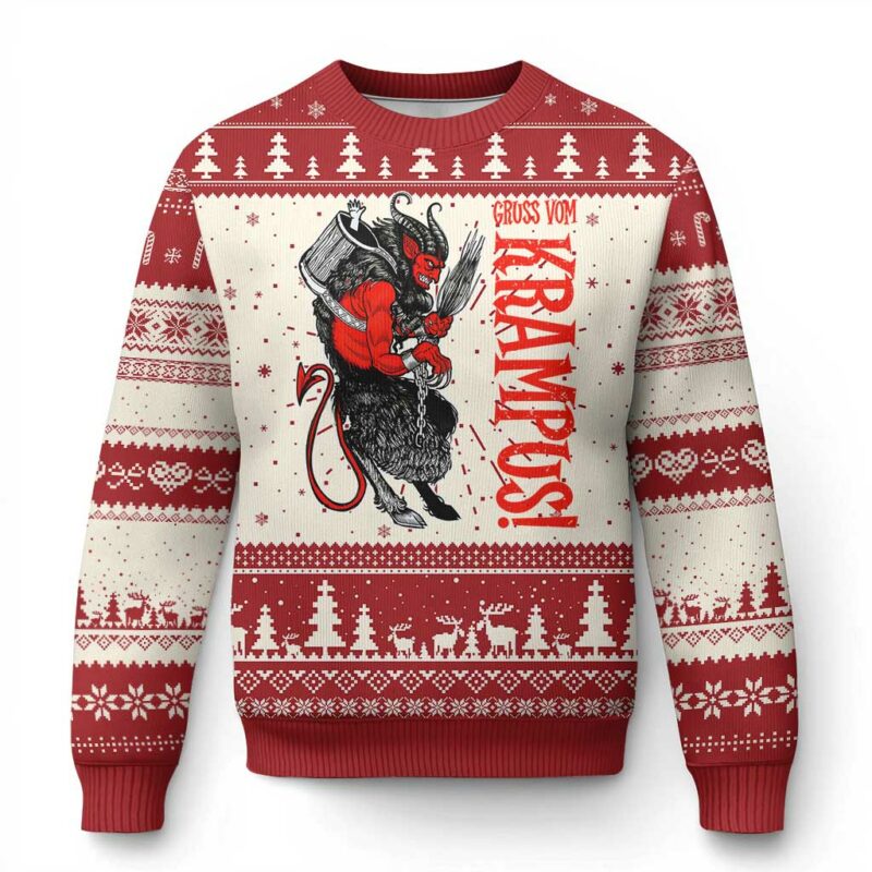 Horror Xmas Gruss Vom Krampus Ugly Christmas Sweater TS09