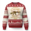 Nakatomi Plaza Christmas Party Ugly Christmas Sweater American Patriotic Gold Holly Wreath Machine Gun TS09