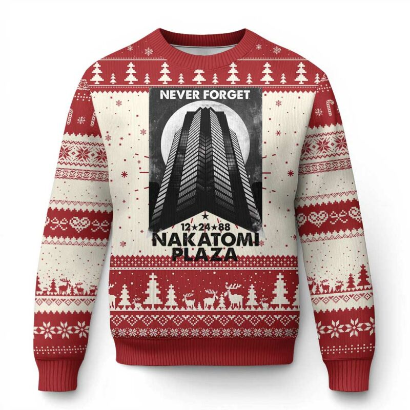 Never Forget Nakatomi Plaza 1988 Ugly Christmas Sweater TS09