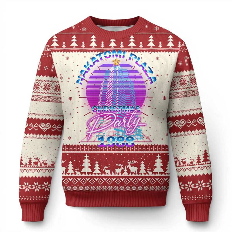 Nakatomi Plaza Christmas Party 1988 Vaporwave Ugly Christmas Sweater TS09