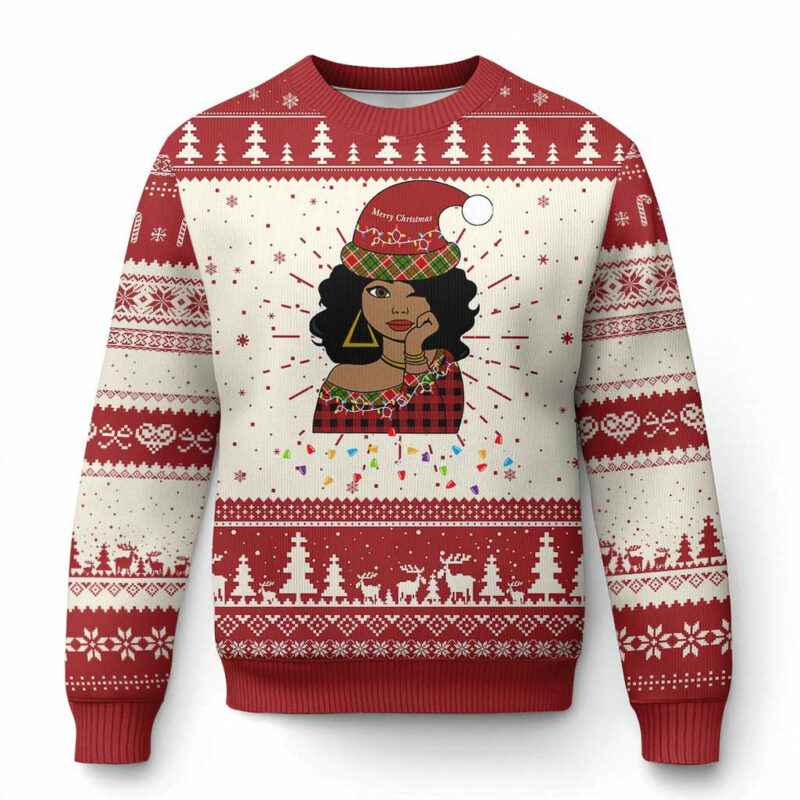 Black Santa African American Christmas Ugly Christmas Sweater Sassy Afro Queen Black Woman TS10