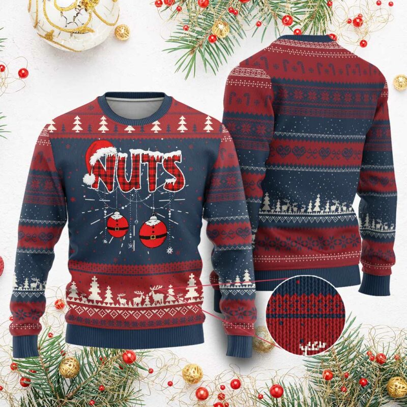 Couples Matching Ugly Christmas Sweater Chest Nuts Couples Funny Chestnuts TS10