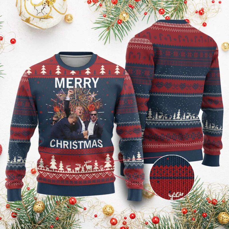 Donald Trump Christmas Ugly Christmas Sweater Merry Xmas Republican TS10