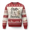 Funny Xmas Ugly Christmas Sweater Chilln' With My Snowmies Plaid Snowman TS11