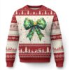 Funny Xmas Coquette Ugly Christmas Sweater Green Xmas Tree Bow TS11