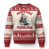 Funny Xmas Fishing Ugly Christmas Sweater North Pole Fishing Hole Cute Santa TS11