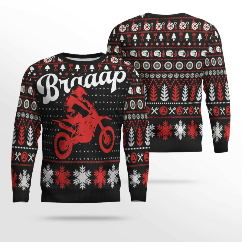 Braaap Moto Ugly Christmas Sweater (Red Version)