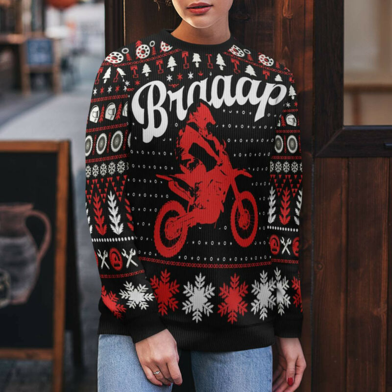 Braaap Moto Ugly Christmas Sweater (Red Version)