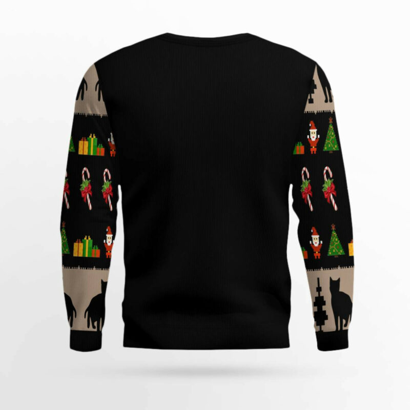 Black Cat Cute Face Ugly Christmas Sweater