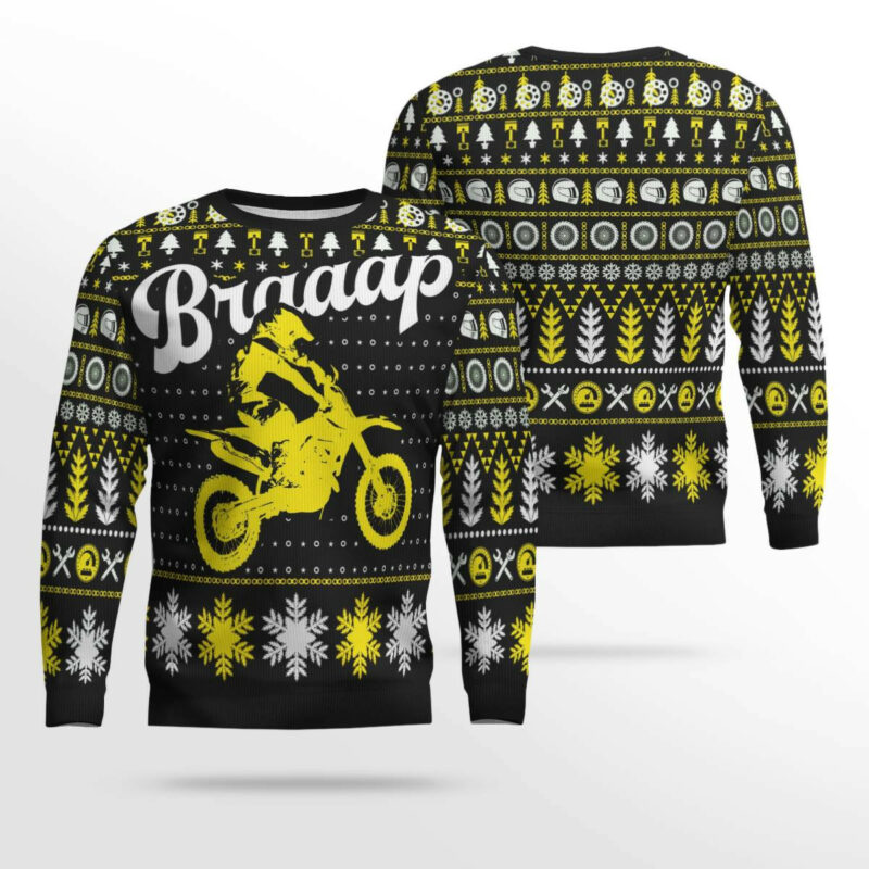 Braaap Moto Ugly Christmas Sweater (Yellow Version)