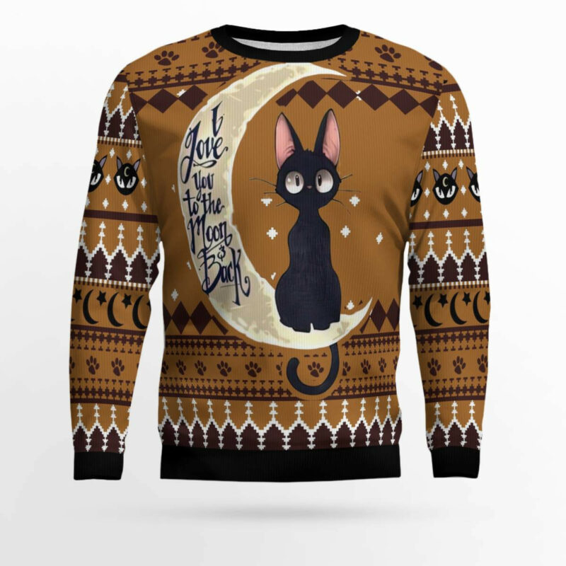 Black Cat Moon And Back Ugly Christmas Sweater