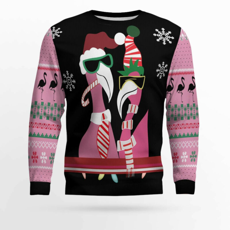 Flamingo Candy Cane Ugly Christmas Sweater