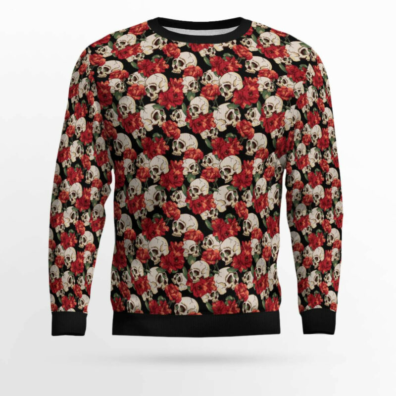 Floral Skull Ugly Christmas Sweater