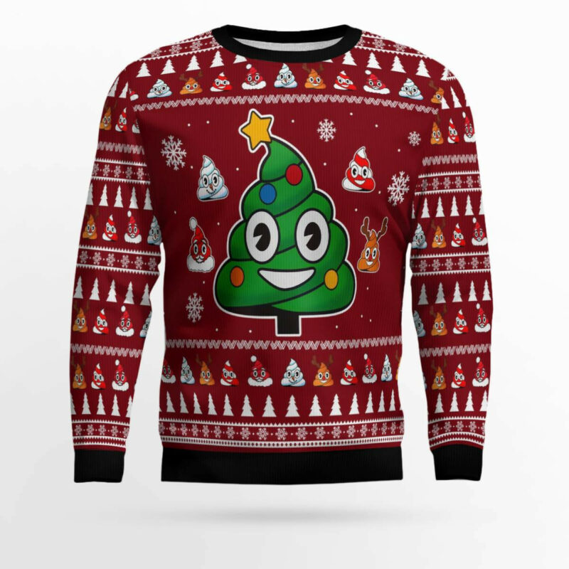 Poop Christmas Tree Emoji Funny Ugly Christmas Sweater