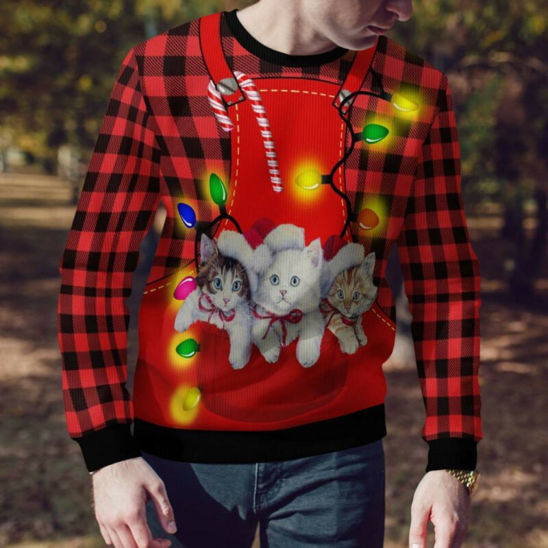 Cat Pocket Christmas Ugly Christmas Sweater