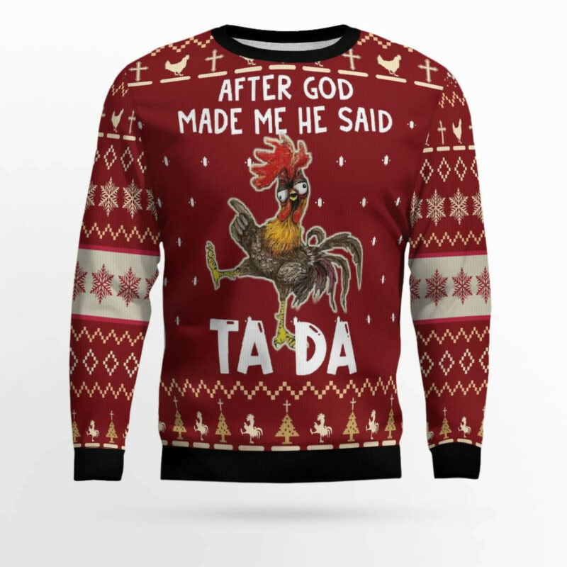 Rooster Tada Ugly Christmas Sweater