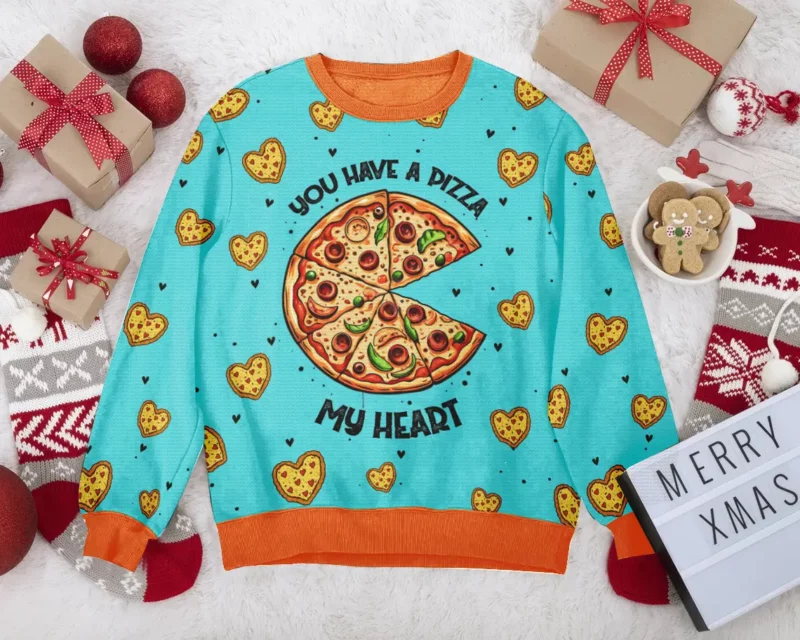 ''Pizza My Heart'' Couple funny Valentine Sweater