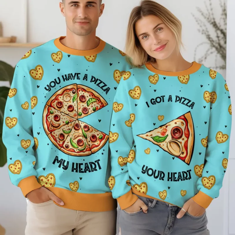 ''Pizza My Heart'' Couple funny Valentine Sweater